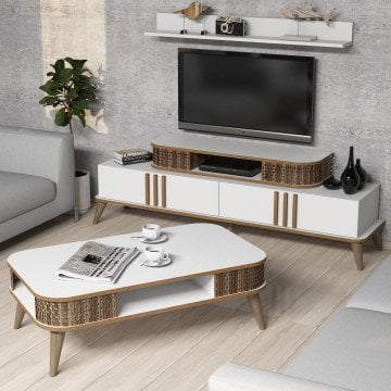 Eylül Tv Ünitesi Ve Orta Sehpa Takımı - Beyaz
