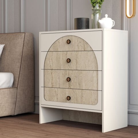 Münih 4 Çekmeceli Şifonyer - Krem / Traverten