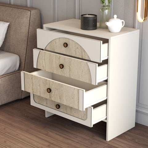 Münih 4 Çekmeceli Şifonyer - Krem / Traverten