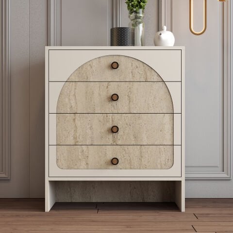 Münih 4 Çekmeceli Şifonyer - Krem / Traverten