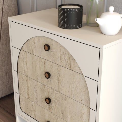 Münih 4 Çekmeceli Şifonyer - Krem / Traverten