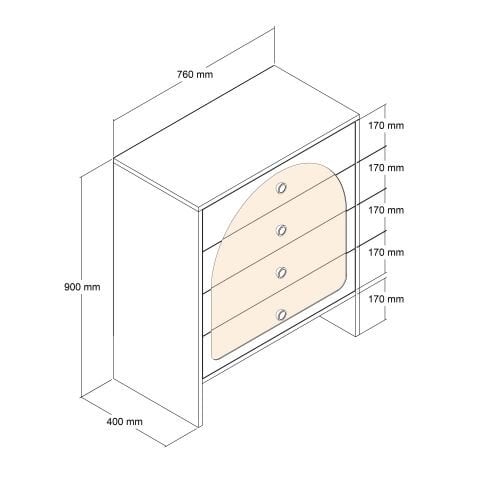 Münih 4 Çekmeceli Şifonyer - Krem / Traverten