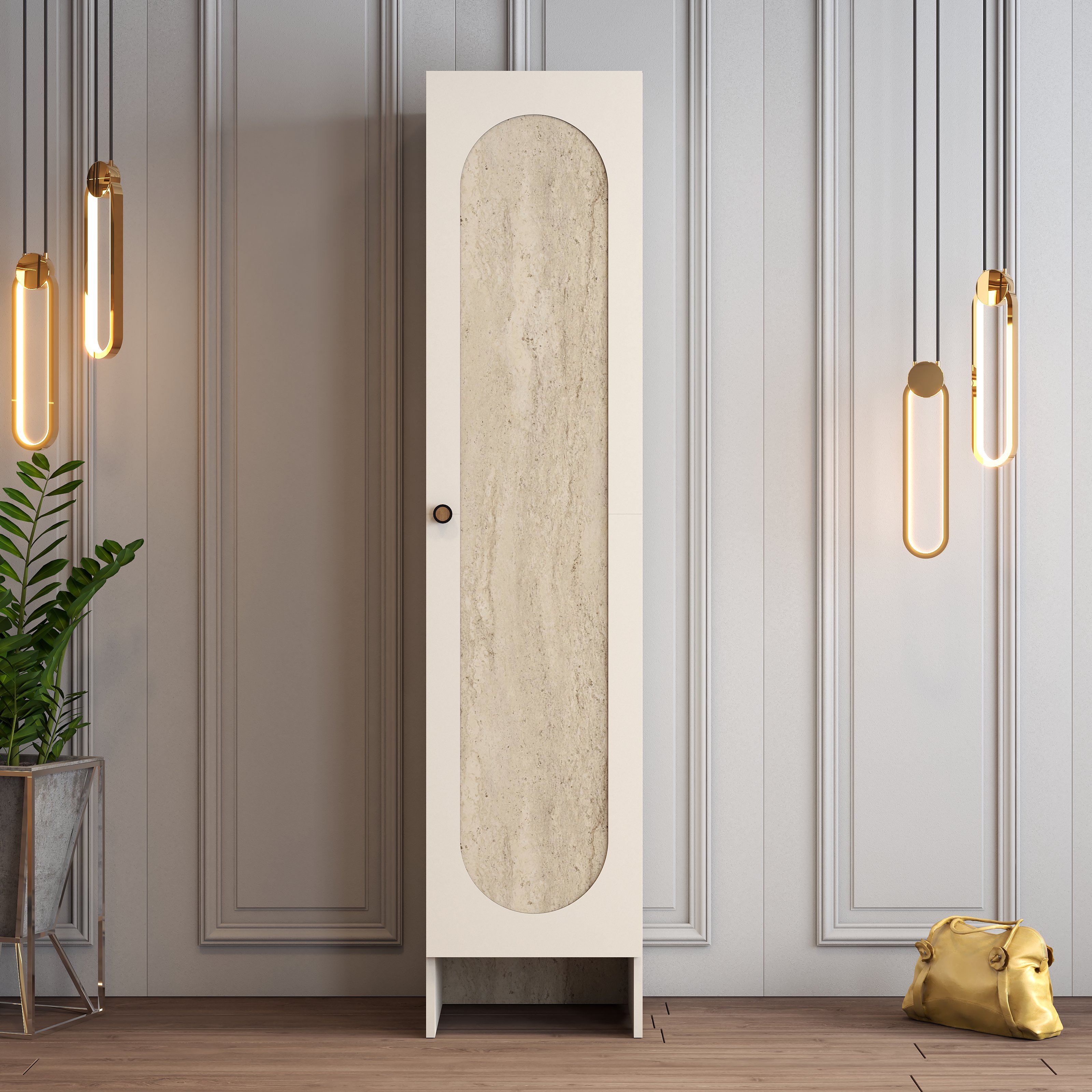 Münih 1 Kapılı (4) Gardırop - Krem / Traverten