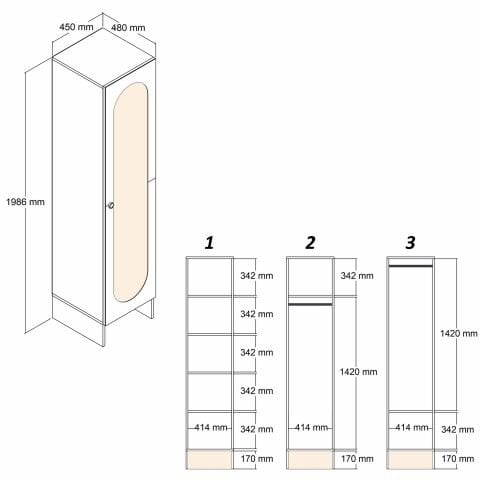 Münih 1 Kapılı (3) - Gardırop - Krem / Yunus