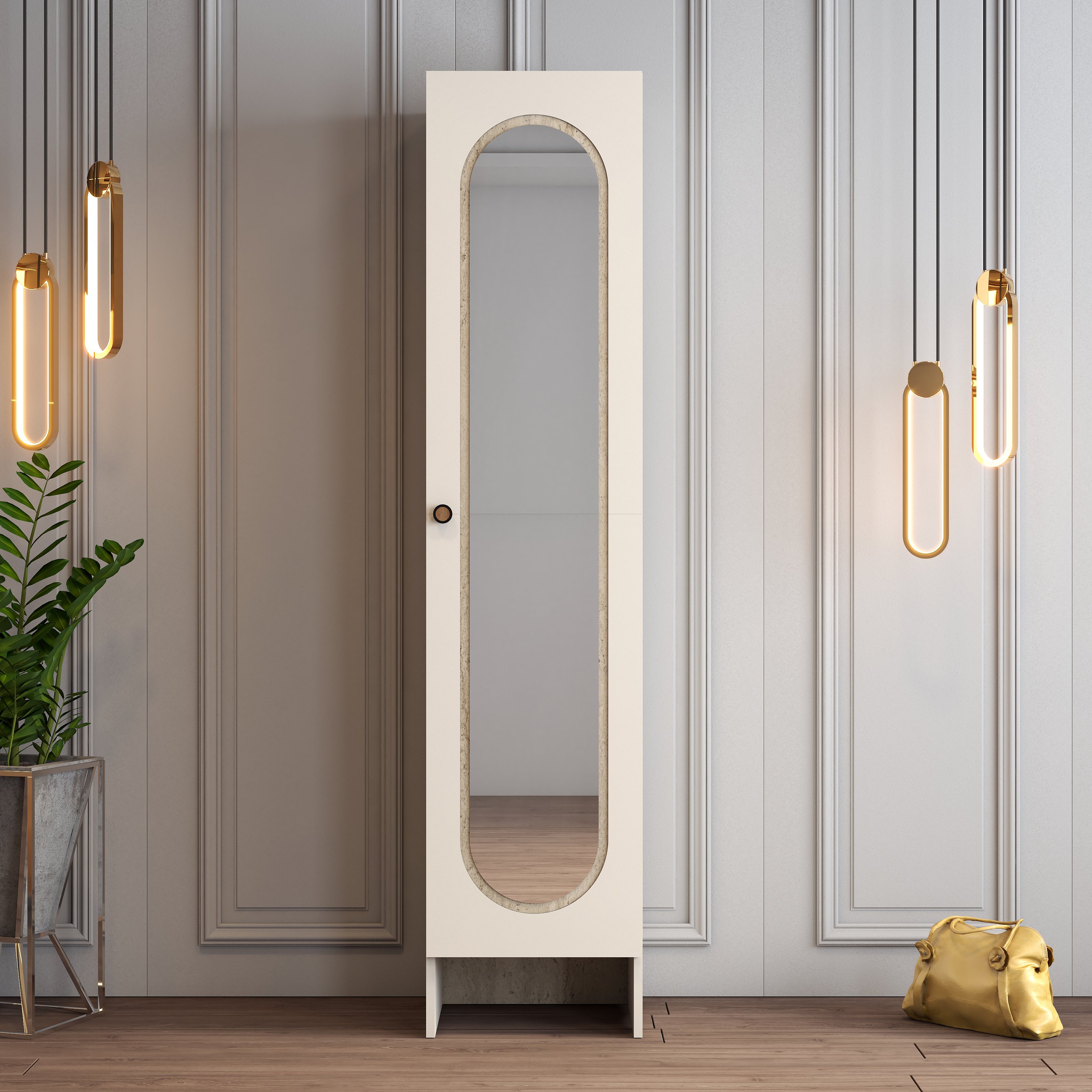 Münih 1 Kapılı (3) - Gardırop - Krem / Traverten