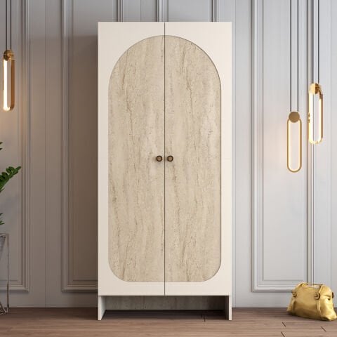 Münih 2 Kapılı (1) - Gardırop - Krem / Traverten