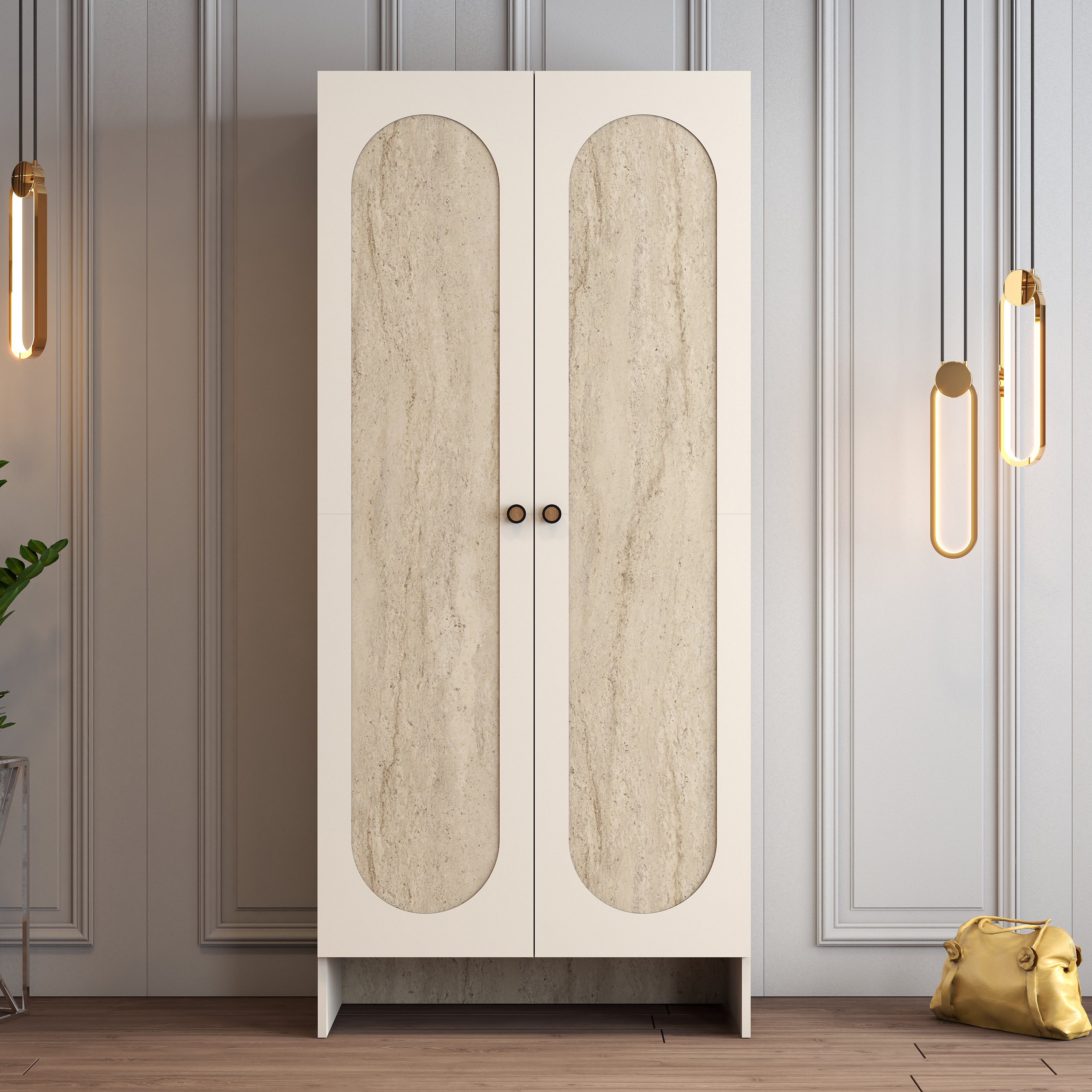 Münih 2 Kapılı (2) - Gardırop - Krem / Traverten