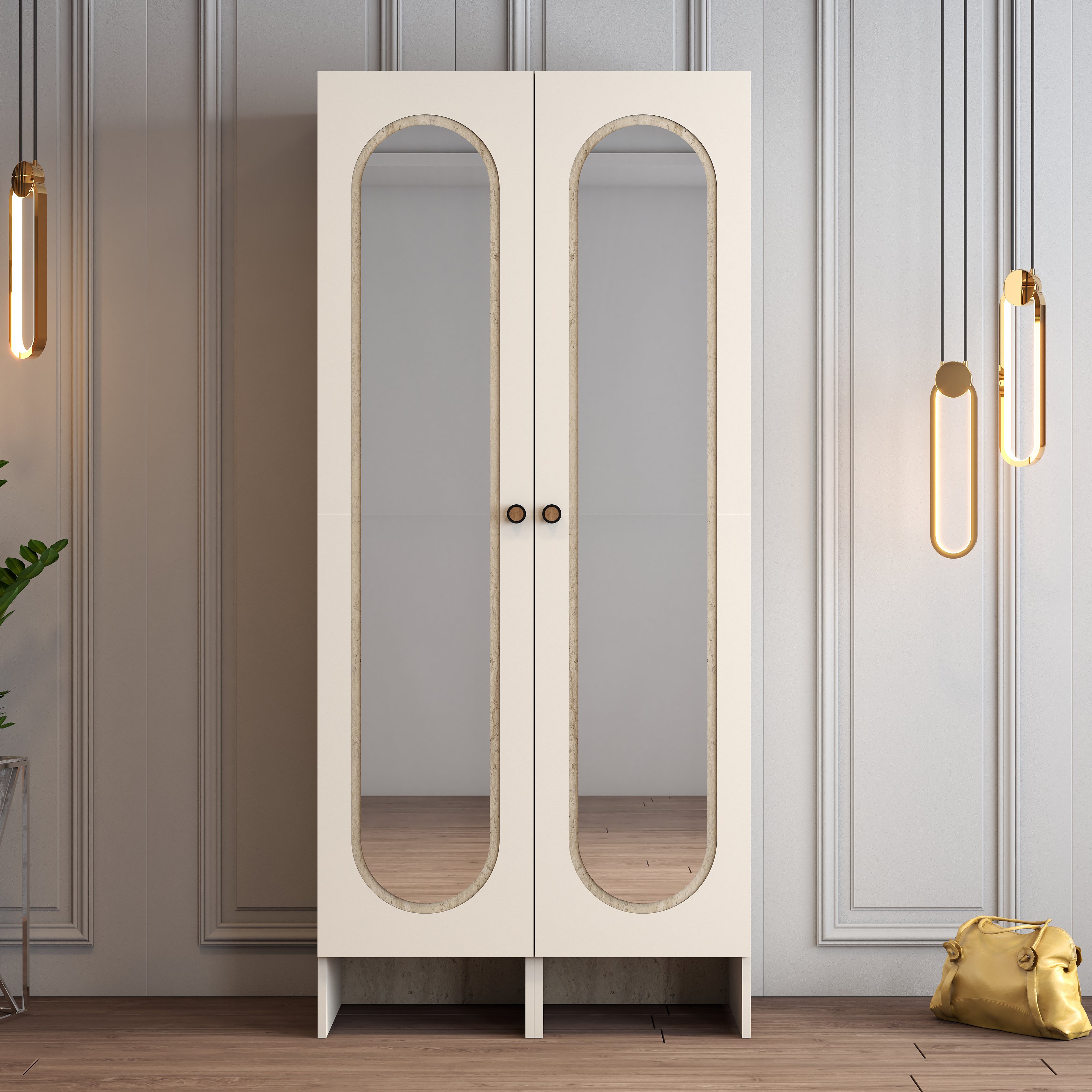 Münih 2 Kapılı (33) - Gardırop - Krem / Traverten