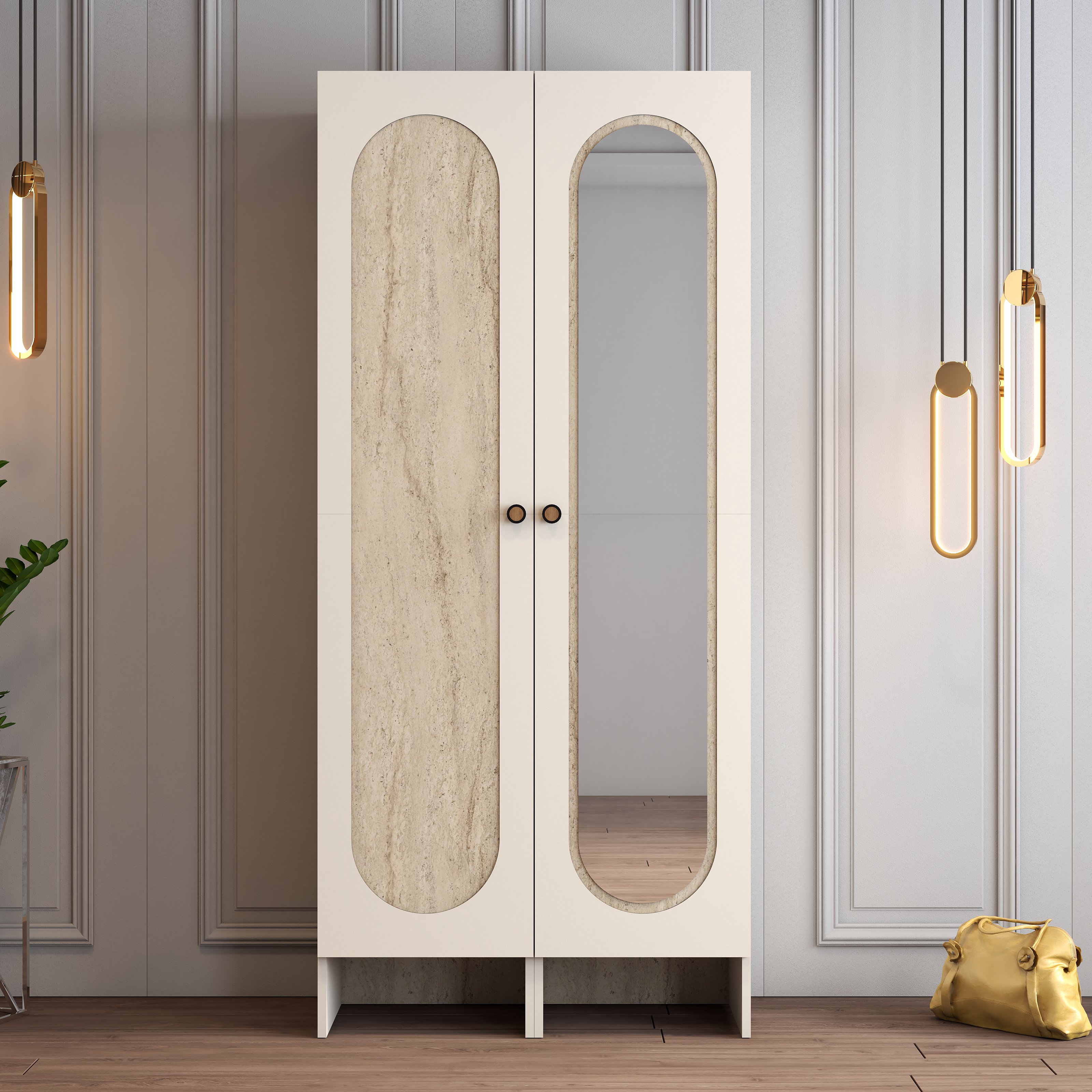 Münih 2 Kapılı (43) - Gardırop - Krem / Traverten