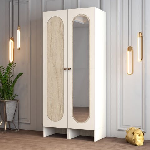 Münih 2 Kapılı (43) - Gardırop - Krem / Traverten