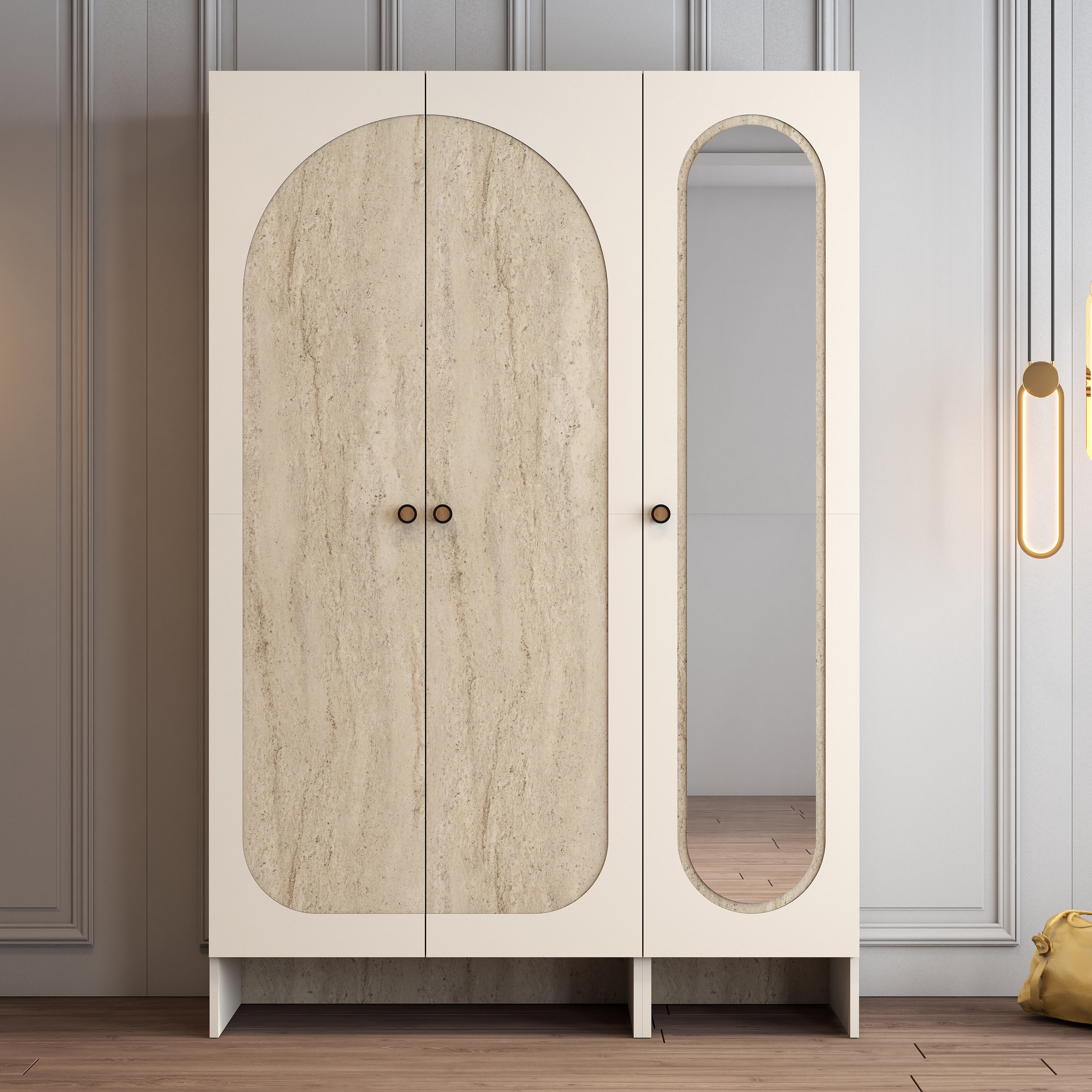 Münih 3 Kapılı (13) - Gardırop - Krem / Traverten