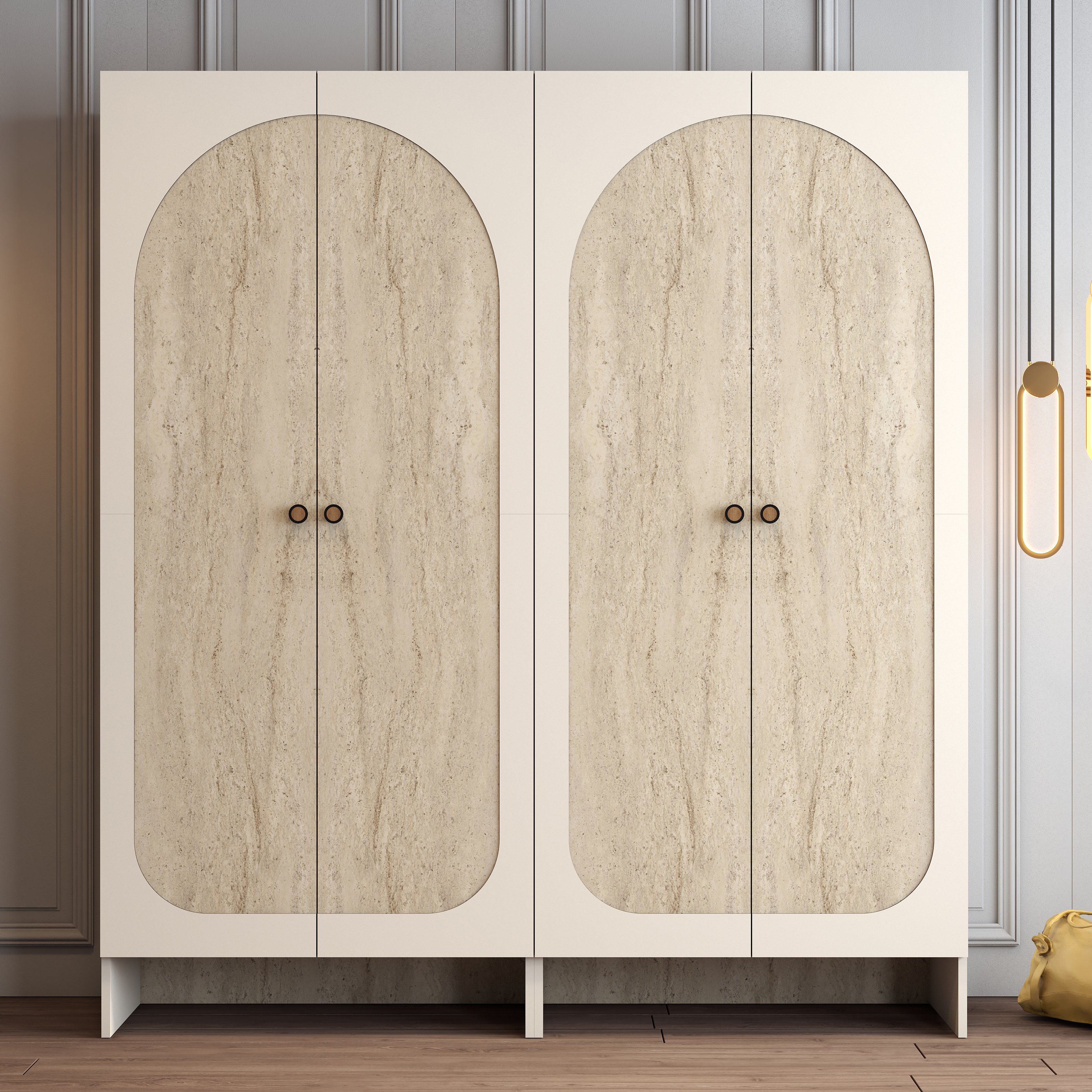 Münih 4 Kapılı (11) - Gardırop - Krem / Traverten