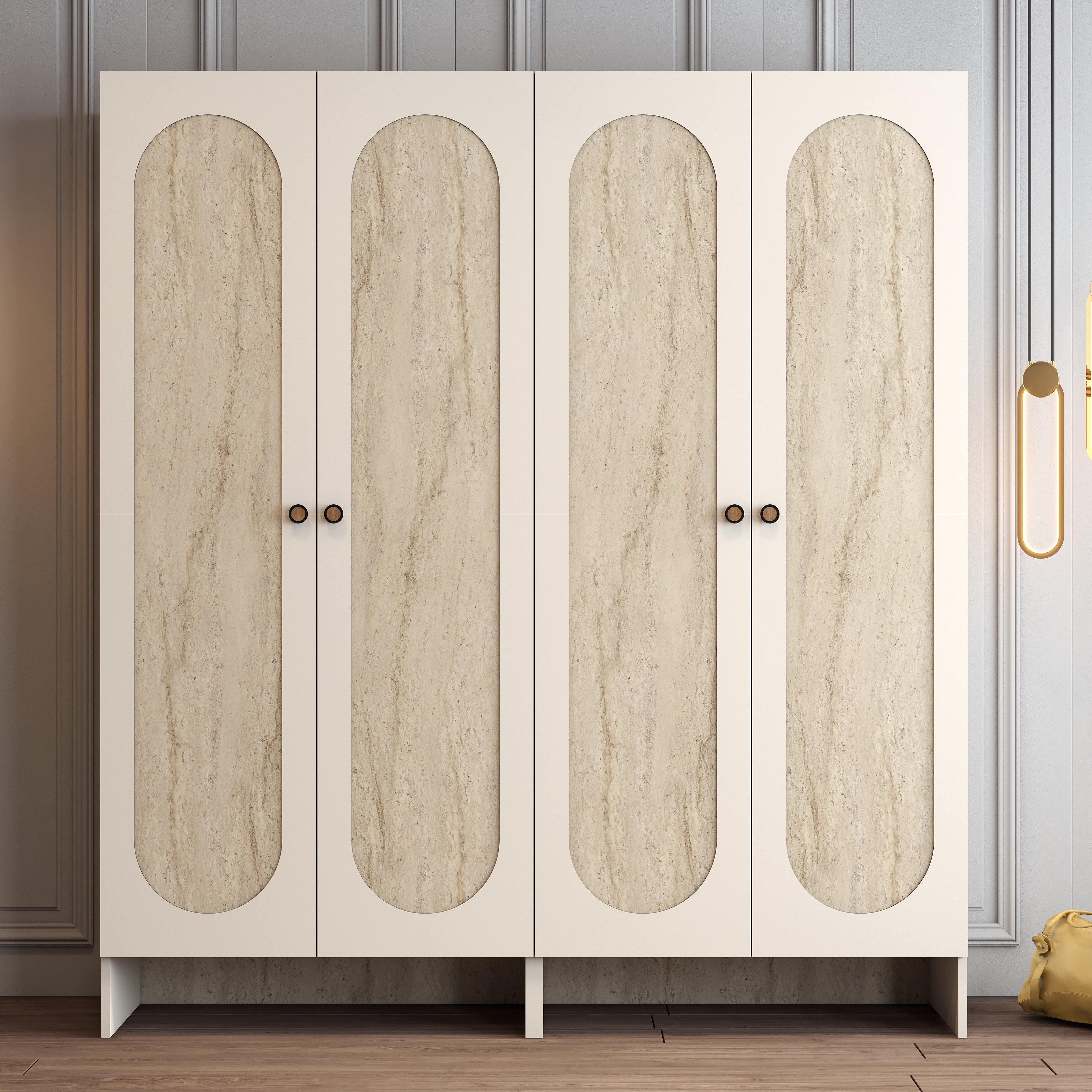 Münih 4 Kapılı (22) - Gardırop - Krem / Traverten