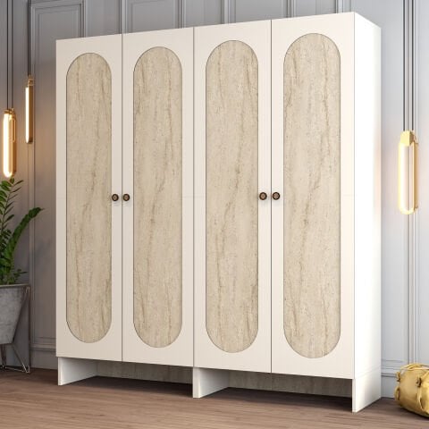 Münih 4 Kapılı (22) - Gardırop - Krem / Traverten