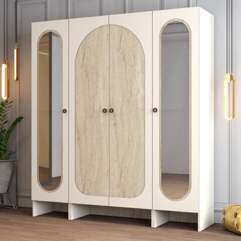 Münih 4 Kapılı (313) - Gardırop - Krem / Traverten