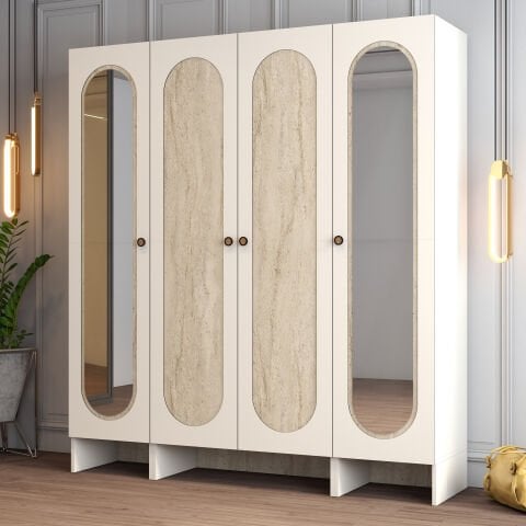 Münih 4 Kapılı (323) - Gardırop - Krem / Traverten