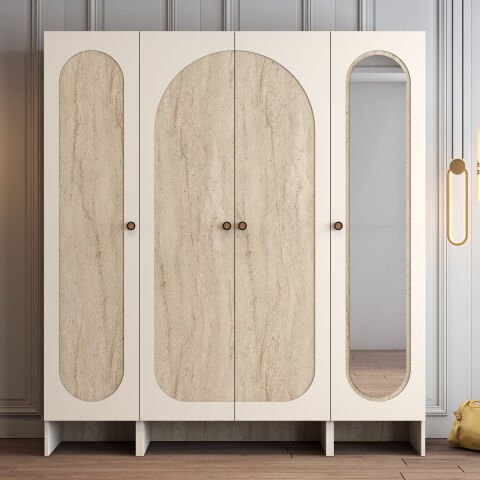 Münih 4 Kapılı (413) - Gardırop - Krem / Traverten