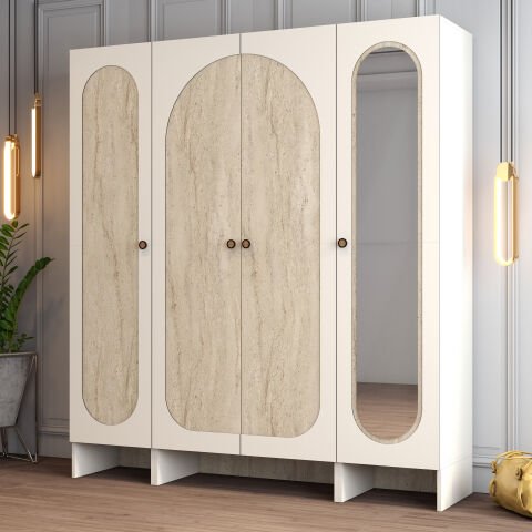 Münih 4 Kapılı (413) - Gardırop - Krem / Traverten