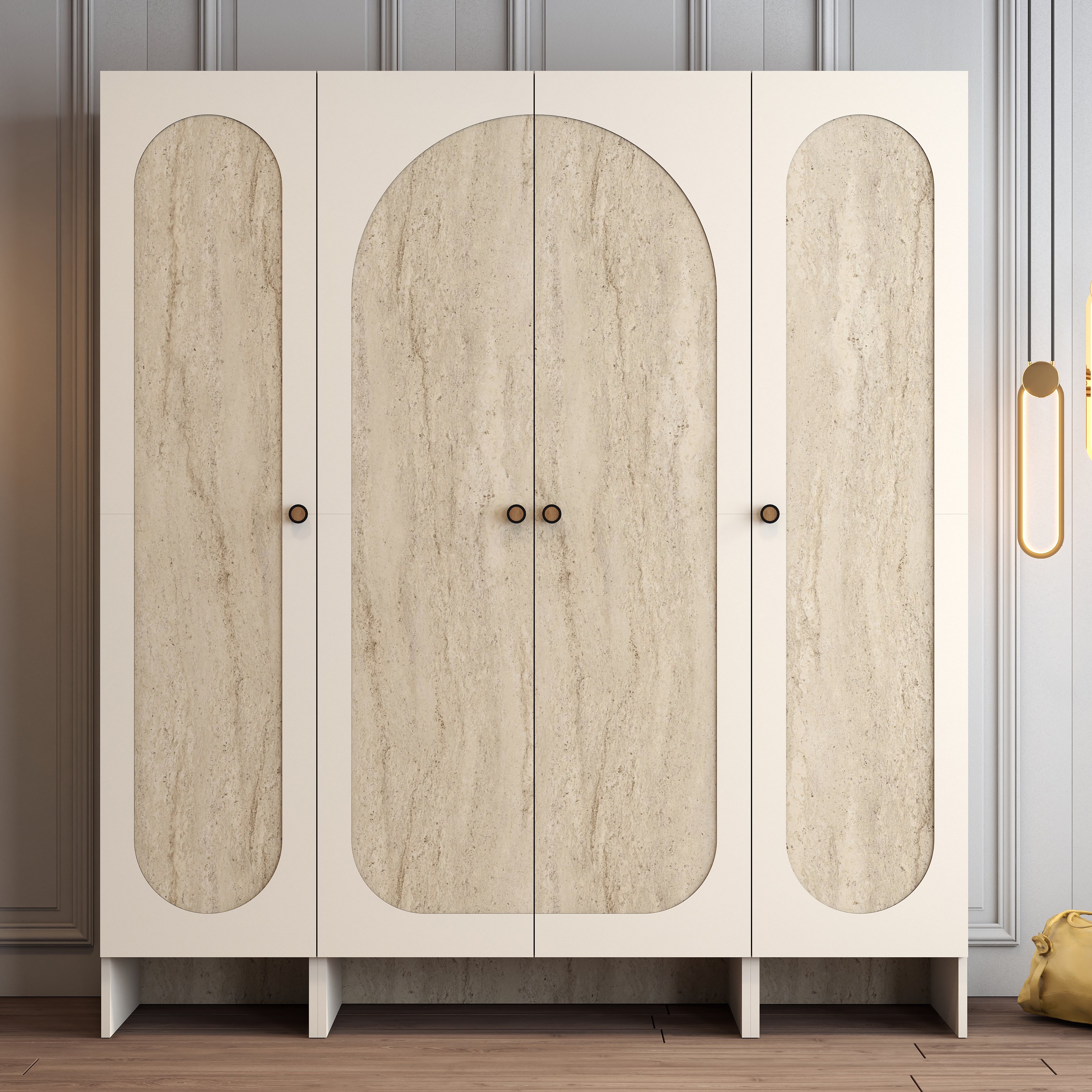 Münih 4 Kapılı (414) - Gardırop - Krem / Traverten