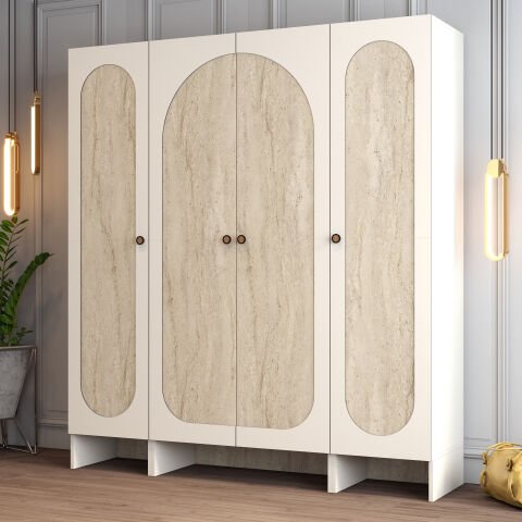 Münih 4 Kapılı (414) - Gardırop - Krem / Traverten