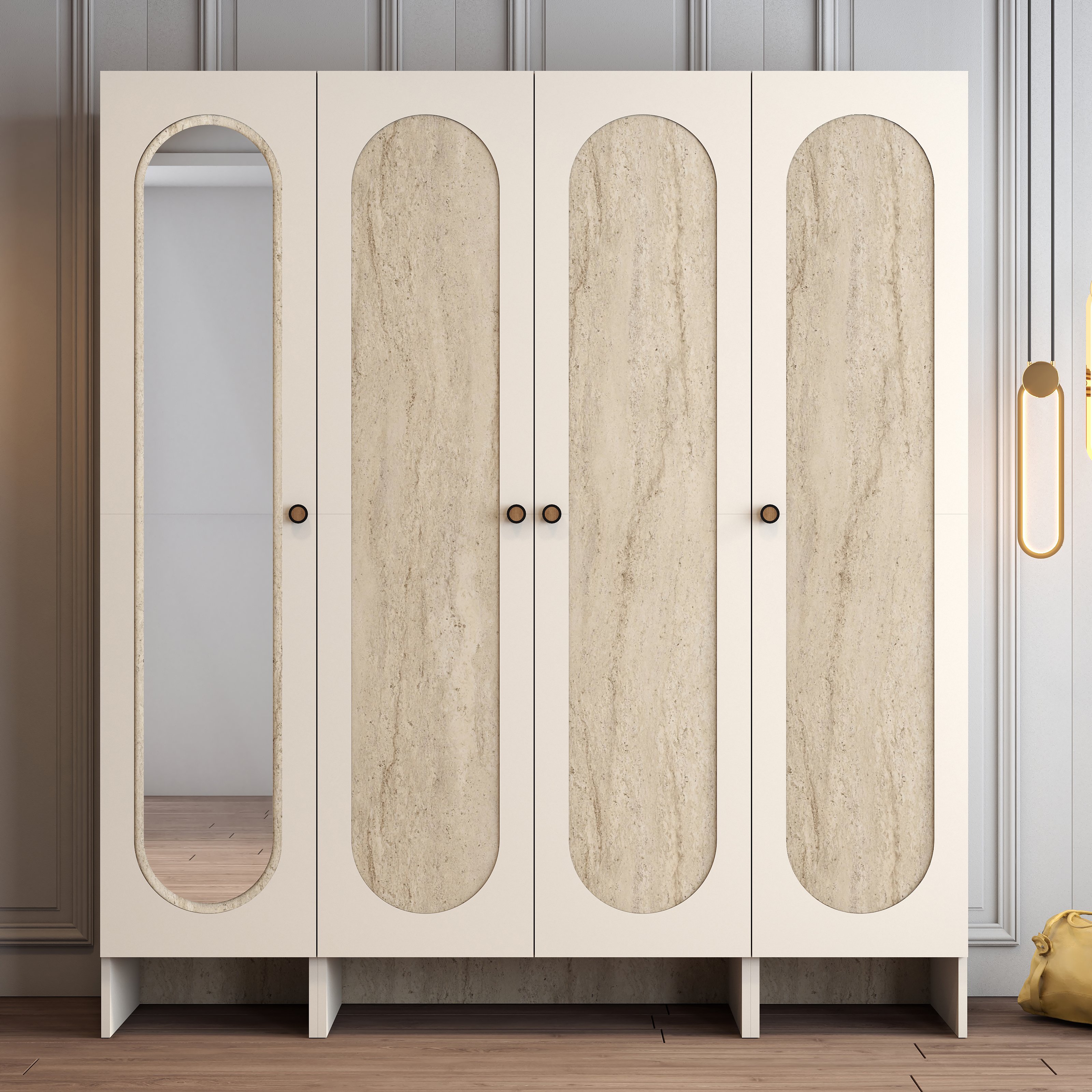 Münih 4 Kapılı (423) - Gardırop - Krem / Traverten