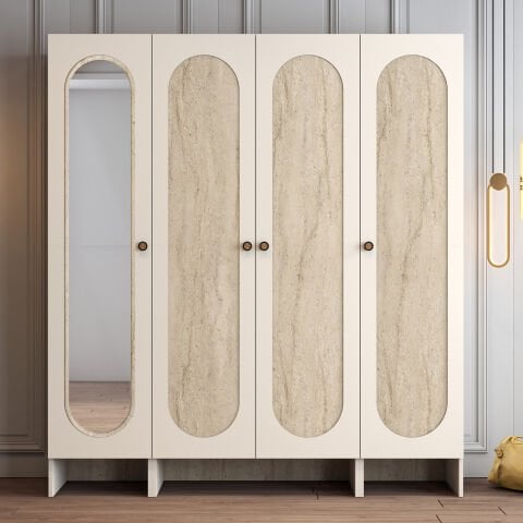 Münih 4 Kapılı (423) - Gardırop - Krem / Traverten