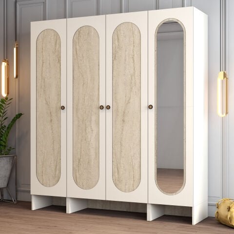 Münih 4 Kapılı (423) - Gardırop - Krem / Traverten