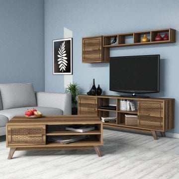 Ayla Tv Ünitesi Ve Orta Sehpa Takımı - Ceviz