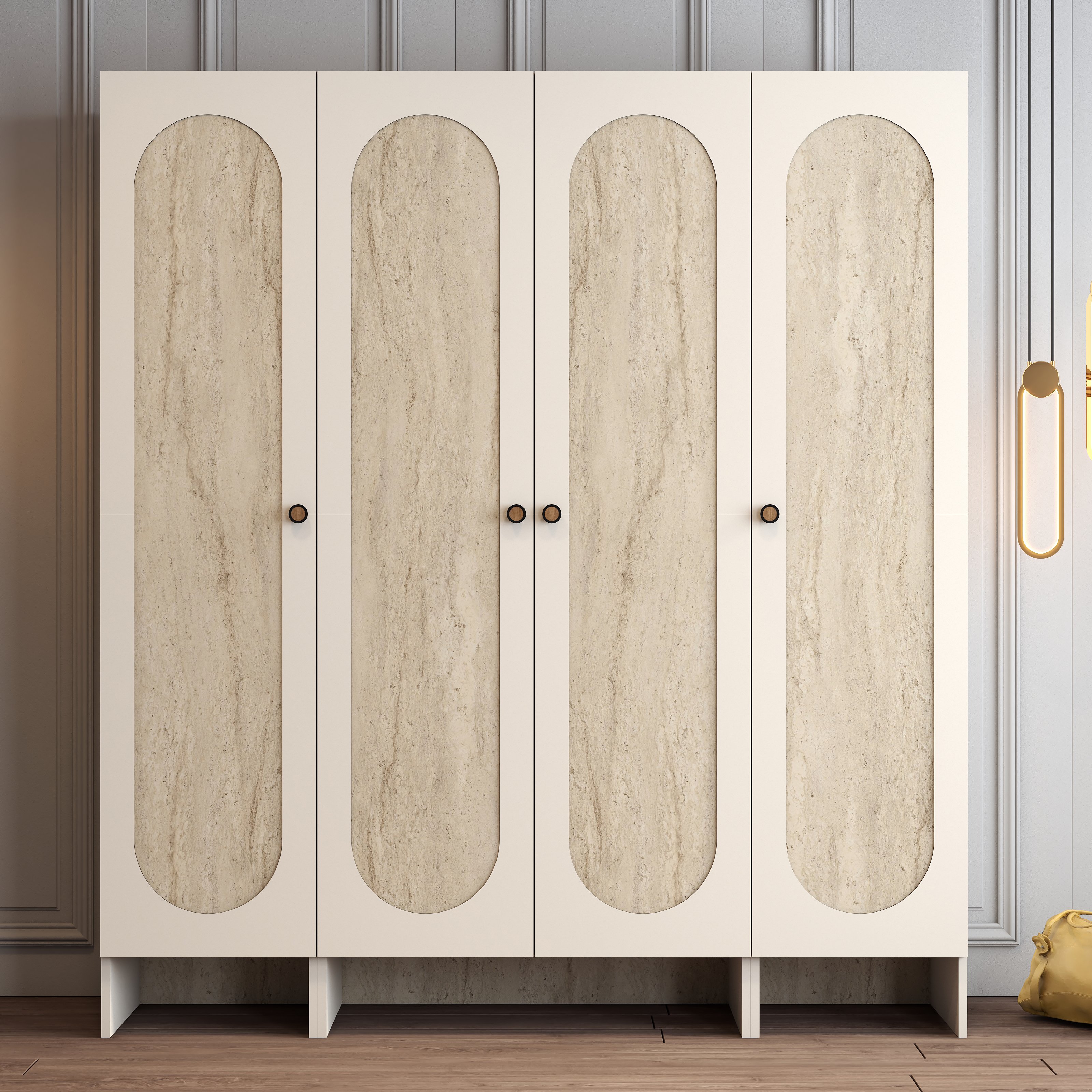 Münih 4 Kapılı (424) - Gardırop - Krem / Traverten