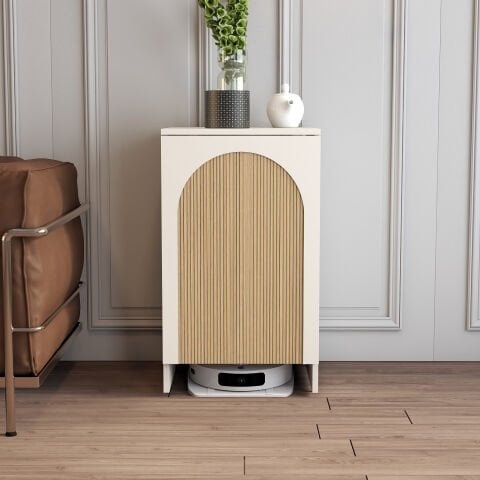 Robot Süpürge Dolabı - Krem / Yunus