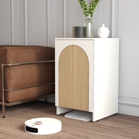 Robot Süpürge Dolabı - Krem / Yunus