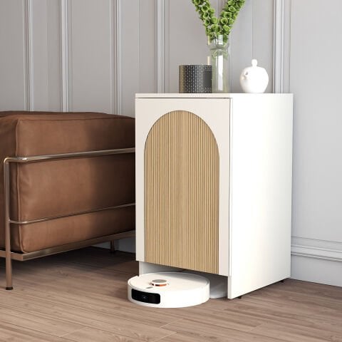 Robot Süpürge Dolabı - Krem / Yunus
