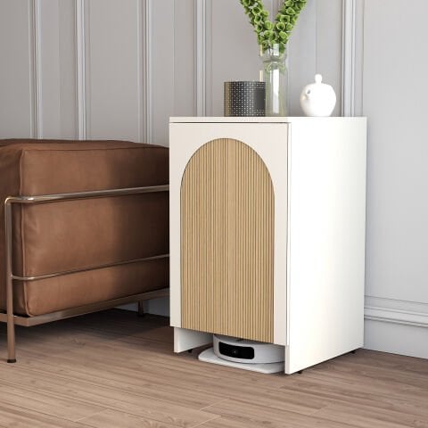 Robot Süpürge Dolabı - Krem / Yunus