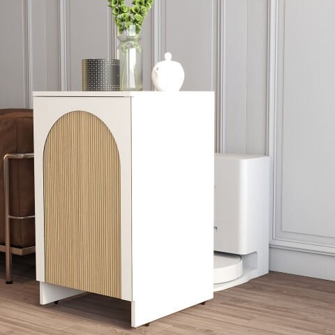 Robot Süpürge Dolabı - Krem / Yunus