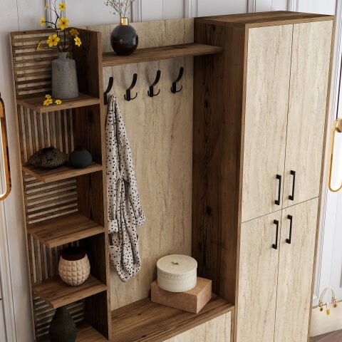 Variant Viyana Da Portmanto - Ceviz / Traverten