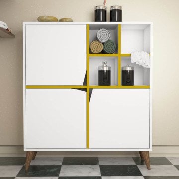 Variant Pulse Çok Amaçlı Dolap-Kitaplık - Beyaz/Sarı