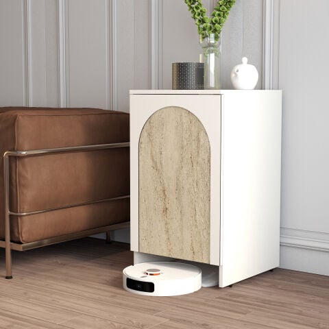 Robot Süpürge Dolabı - Krem / Traverten