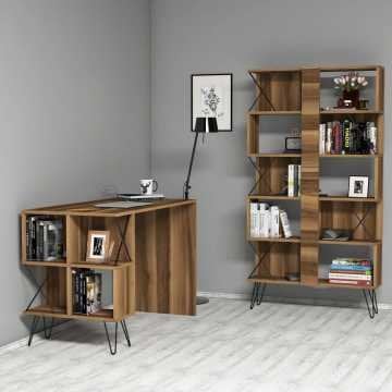 Extra Çalışma Masası Ve Kitaplık Takımı - Ceviz