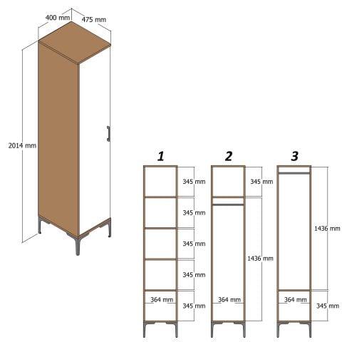 Kumsal 1 Kapılı (R) Gardırop - Ceviz / Atlas