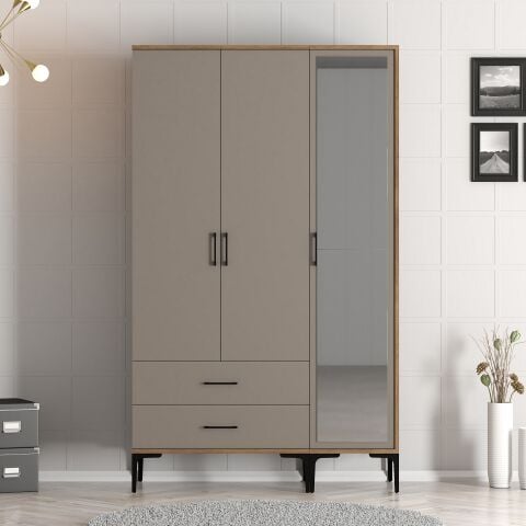 Kumsal 3 Kapılı (RT) Gardırop - Ceviz / Atlas