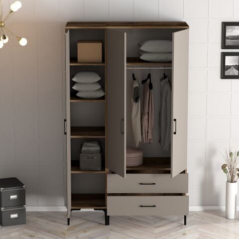 Kumsal 3 Kapılı (ST) Gardırop - Ceviz / Atlas