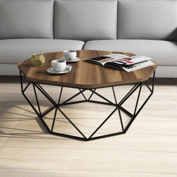 Diamond Metal Ayaklı Orta Sehpa - Ceviz