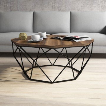 Diamond Metal Ayaklı Orta Sehpa - Ceviz