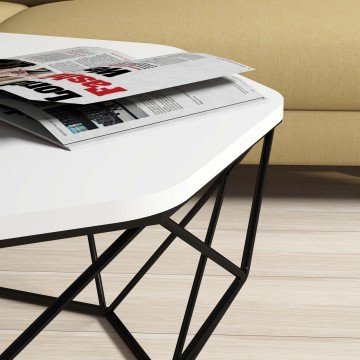 Diamond Metal Ayaklı Orta Sehpa - Beyaz