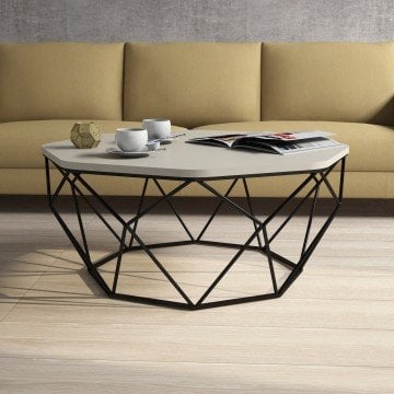 Diamond Metal Ayaklı Orta Sehpa - Krem