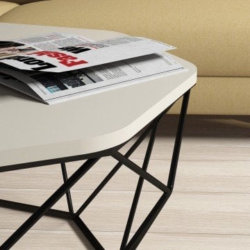 Diamond Metal Ayaklı Orta Sehpa - Krem
