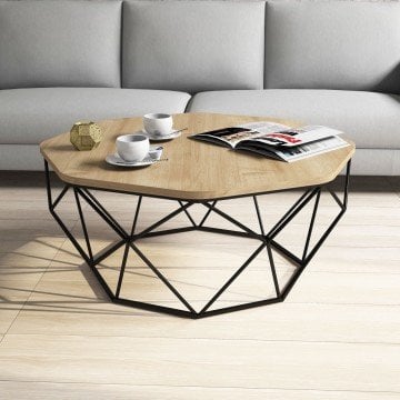 Diamond Metal Ayaklı Orta Sehpa - Meşe