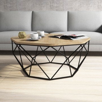 Diamond Metal Ayaklı Orta Sehpa - Meşe