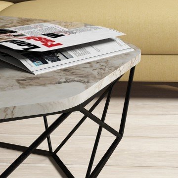 Diamond Metal Ayaklı Orta Sehpa - Beyaz Mermer