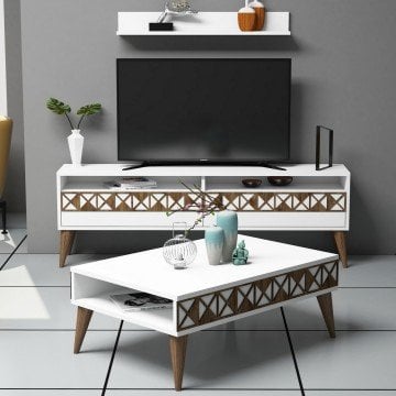 Line TV Ünitesi ve Orta Sehpa Takımı - Beyaz